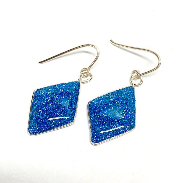 HANDMADE Glitter Resin Art Geometric Dangle Earrings, Handcrafted Artisan Jewelry Accessory, Gift Her Women Girl, Bold Fashion Statement