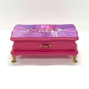 HANDMADE Original Textured Acrylic Abstract Art Reloved Upcycled Handpainted Vintage Wood French Provincial Jewelry Box Decorative Feet