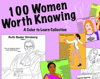 100 mujeres que vale la pena conocer - páginas para colorear - educativas y divertidas