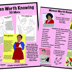 100 Women Worth Knowing Coloring Pages Educational And Etsy