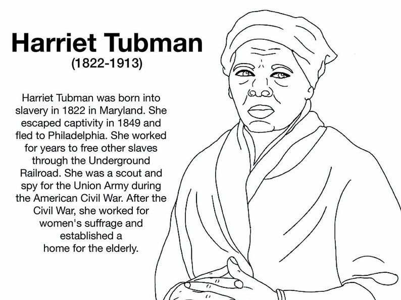 Free Sample almost Harriet Tubman Women Worth Knowing coloring page image 1