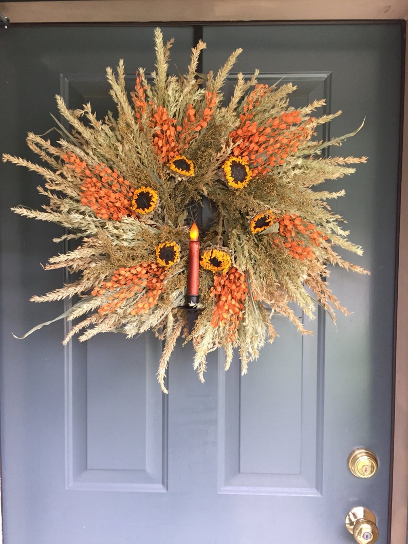 Iron Wreath Hanger with Timer Taper Candle Etsy