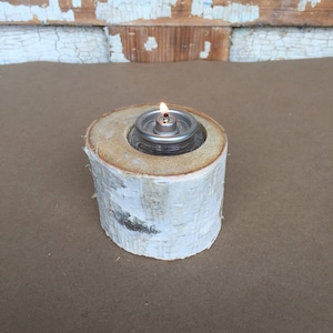 Birch Pillar Candle, Individual Pillars, Rustic Decor, Rustic Farmhouse, Tea Light Candle 2 inches