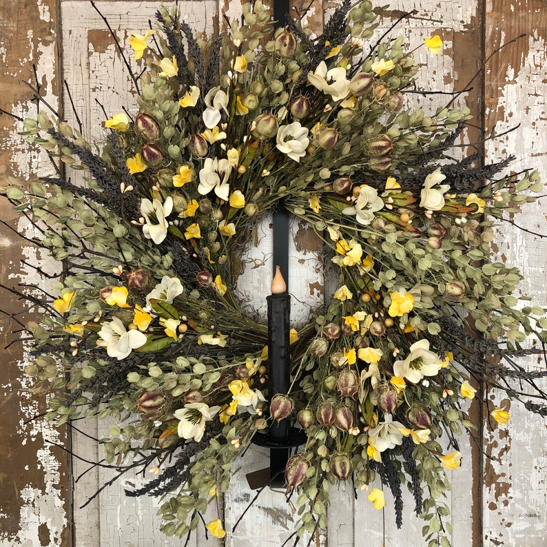 Iron Wreath Hanger with Timer Taper Candle Etsy