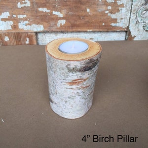 Birch Pillar Candle, Individual Pillars, Rustic Decor, Rustic Farmhouse, Tea Light Candle 4 inches