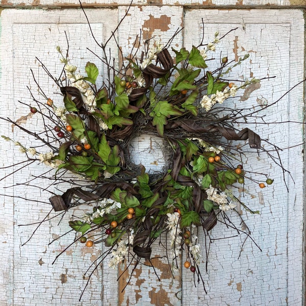 Year Round Wreath, Neutral Wreath, Twig Wreath, Neutral Berry Twig Wreath