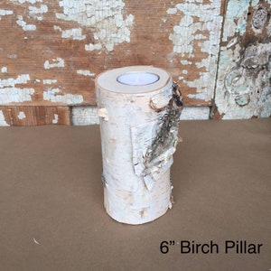 Birch Pillar Candle, Individual Pillars, Rustic Decor, Rustic Farmhouse, Tea Light Candle 6 inches