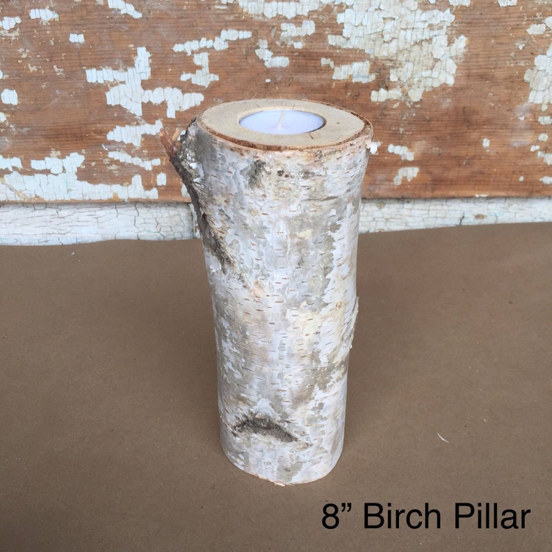 Birch Pillar Candle, Individual Pillars, Rustic Decor, Rustic Farmhouse, Tea Light Candle 8 inches
