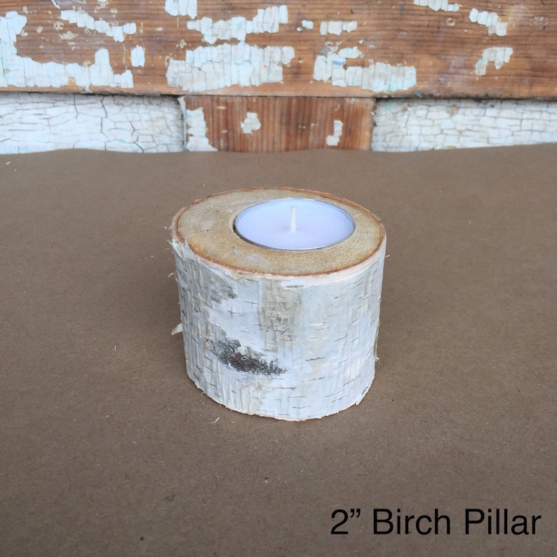 Birch Pillar Candle, Individual Pillars, Rustic Decor, Rustic Farmhouse, Tea Light Candle image 3