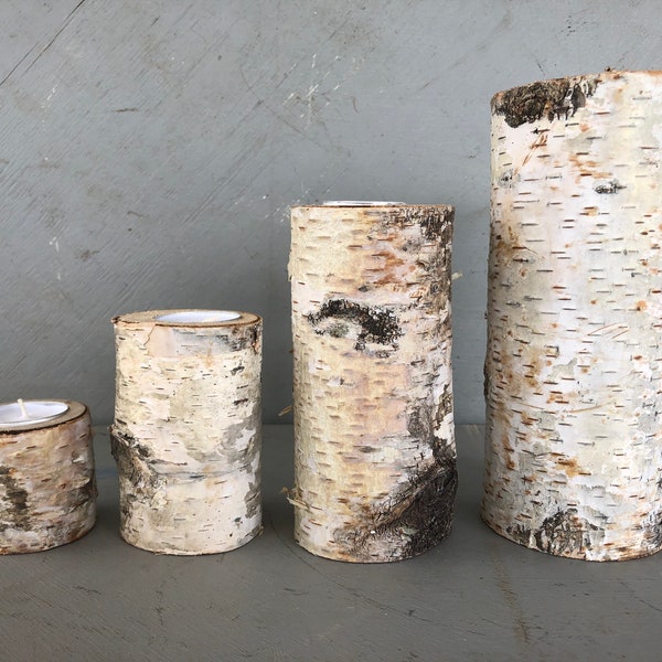 Birch Pillar Candle, Individual Pillars, Rustic Decor, Rustic Farmhouse, Tea Light Candle