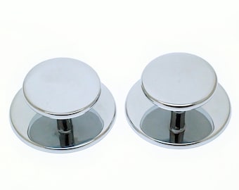 Lote de 2 piezas de tiradores para cajón de gabinete de latón macizo, redondos, clásicos, estilo retro occidental, con acabado en cromo plateado JBK427