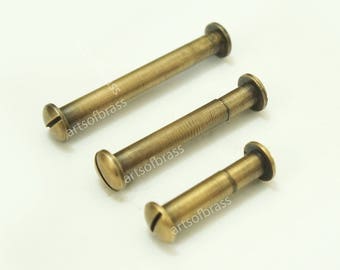 Lot of 4 pieces Variant size of Vintage Solid brass Chicago Screw Studs Binding & Antique Screw Posts Scrapbook