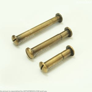 10 Sets 3mm 4mm 5mm Solid brass Chicago screws rivets