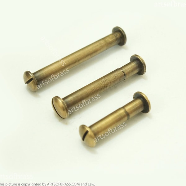 Lot of 4 pieces Variant size of Vintage Solid brass Chicago Screw Studs Binding & Antique Screw Posts Scrapbook