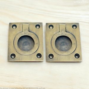 Lote de 2 tiradores de latón macizo para puerta de cajón de gabinete, estilo vintage, de 2,36 pulgadas, H00