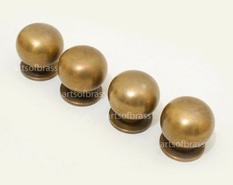 1.18&quot; Diameter inches 4 pcs Big Vintage Retro Solid Brass Round Cabinet Solid Brass Drawer Handle Knob Pulls N144