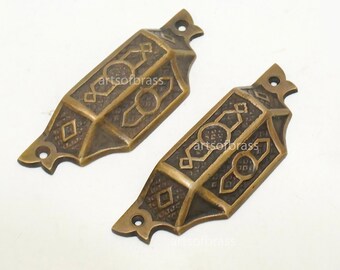 4,64 "Zoll Lot von 2 Stück Vintage Victorian Retro Mülleimer Pull Massiv Messing Schublade Bin Griff Pulls I036