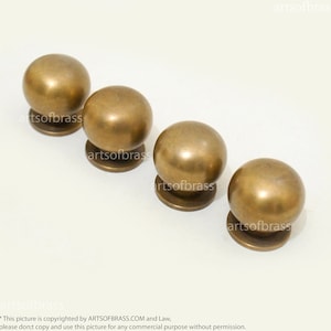 1.18&quot; Diameter inches 4 pcs Big Vintage Retro Solid Brass Round Cabinet Solid Brass Drawer Handle Knob Pulls N144