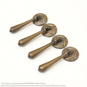 3.50" Inches Round TEAR DROP Cudgel Antique Solid Brass Drawer Pulls - set of 4