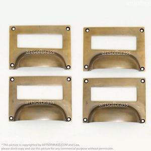 Uchwyt na etykiety z litego mosiądzu, 3,30 cala, Vintage Classic Hardware, szuflada I038