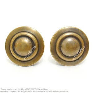 Puxadores de gaveta redondos grandes em latão maciço, estilo vintage ocidental retrô, com 1,37 polegadas de diâmetro (2 peças) - N044