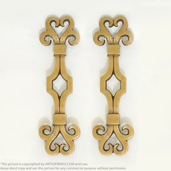 6.10" inches 2 pcs Vintage Art Deco Classic Handle Solid Brass Antique Cabinet Drawer Door Handle Pulls YSW-H