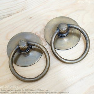 2.83&quot; inches Vintage Retro Western Solid Brass Big ROUND Ring Pulls Cabinet Drawer Dresser Furniture Knob Pulls X075