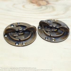 2.41" inches Vintage Retro Round Safe BOX DOOR LATCH Antique Solid Brass Latch Lock image 4