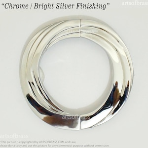 6.69" inches Bright Silver / Chrome or Silver doff Finishing Solid Brass Swirl Round Retro Cabinet Brass Drawer Ring Pulls C118