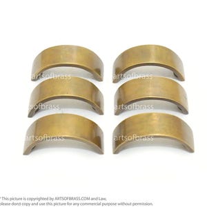 6 tiradores curvos de latón macizo estilo retro vintage de 1,81" para cajones de gabinetes.