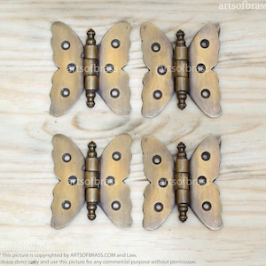 2.75" 4 pcs Vintage Escutcheons BUTTERFLY Brass Hinge Cabinet Door Hinges