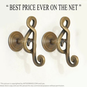 Lot of 2 pcs Vintage Solid Brass Treble Clef Music Knob Drawer Pulls, Cabinet Pull Handles, Dresser Knobs