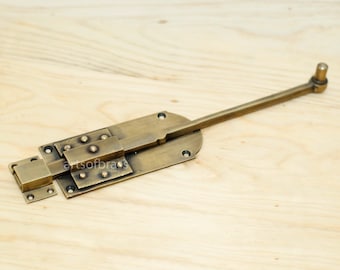 11.8 Inches Set VINTAGE Long Latch Slot Antique Solid Brass Door Safe Latch Lock w005