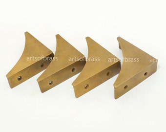 2.75" inches lot of 4 pcs Vintage Western Table Cabinet Trunk Corner Protector Solid Brass Corner Protector T015M