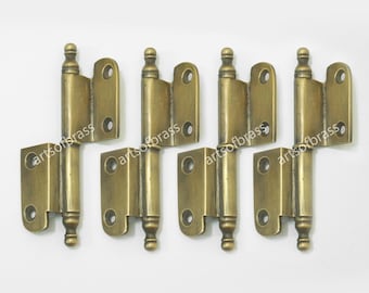 3.42" inches Vintage Solid Brass L Hinges Lift Off Minaret Tips Watson Hinge V066