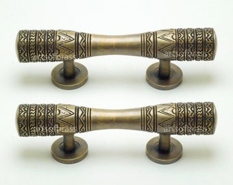 7.87" inches Pair Vintage Solid Brass Classic Victorian Door Handle Pull Cabinet Drawer Dresser Handle Pulls