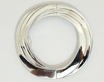 Tiradores de aro para cajón de gabinete retro, redondos, de latón macizo, con acabado en plata brillante, cromo o plata mate, de 6,69 pulgadas, C118