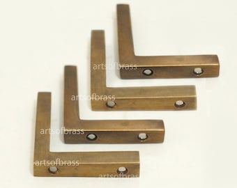 2,00 &quot;Zoll Menge von 4 Stück Vintage Western Tisch Schrank Schrankecken Schutz Massiv Messing Eckenschutz JBG087