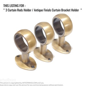 1.50" in Diameter Finial Hole 3 pieces Solid Brass Retro Western Curtain Rods Holder / Antique Finials Curtain Bracket Holder