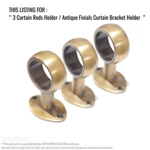 1.50&quot; in Diameter Finial Hole 3 pieces Solid Brass Retro Western Curtain Rods Holder / Antique Finials Curtain Bracket Holder