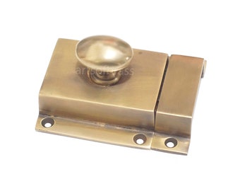 Unlacquered Brass Door Latch Cabinet Drawer Lock Knob Pull - Vintage Style Brass Hardware for Doors and Cabinet