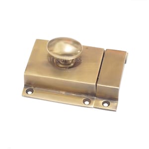 Unlacquered Brass Door Latch Cabinet Drawer Lock Knob Pull - Vintage Style Brass Hardware for Doors and Cabinet