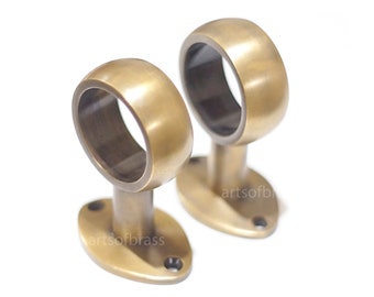 1.50" in Diameter Finial Hole Pair Solid Brass Retro Western Curtain Rods Holder / Antique Finials Curtain Bracket Holder