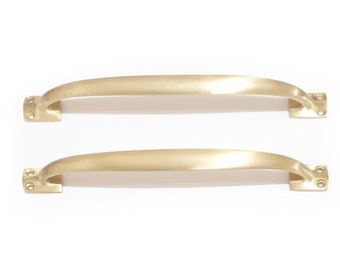 8.66" inches Vintage Un-Lacquered Brass Retro Long Western Classic Bar Handle Pulls Brass Cabinet Knob Pull Handle - Raw Brass Color
