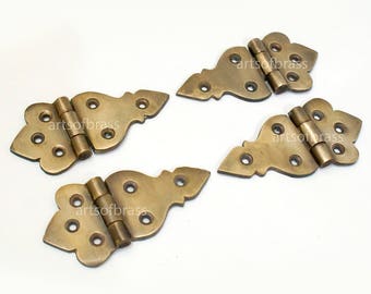 3.62" Pair Vintage VICTORIAN Strap Escutcheon Solid Brass Hinges Door Hinge YSW