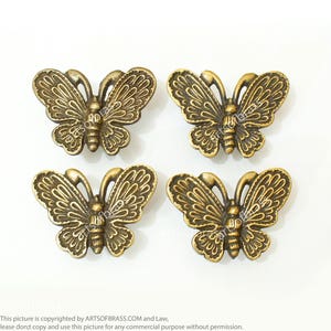 Lot of 4 pcs Vintaqe BUTTERFLY Antique Cabinet Door Brass KNOB Drawer Pulls