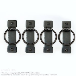 3.35" inches Vintage Brass vertical Ring Pulls  Black Matte / Doff Finishing Retro Handle Cabinet Drawer Dresser Knob Pull Handle A137