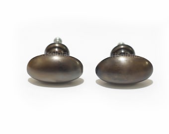 1.57" in 2 pcs Solid Brass Retro Oval Ellipse Knobs Brass Cabinet Drawer Handle Pull - with Black copper finish