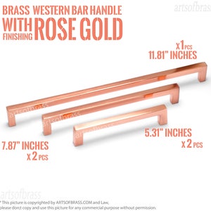 ROSE GOLD Finishing Solid Brass Retro Bar Western Closet Cabinet Drawer Dresser Door Handle Pulls