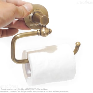 Vintage Solid Brass Toilet Tissue Paper Holder / Hand Towel Holder Hanger Brass Bathroom Sanitary Hook Handle